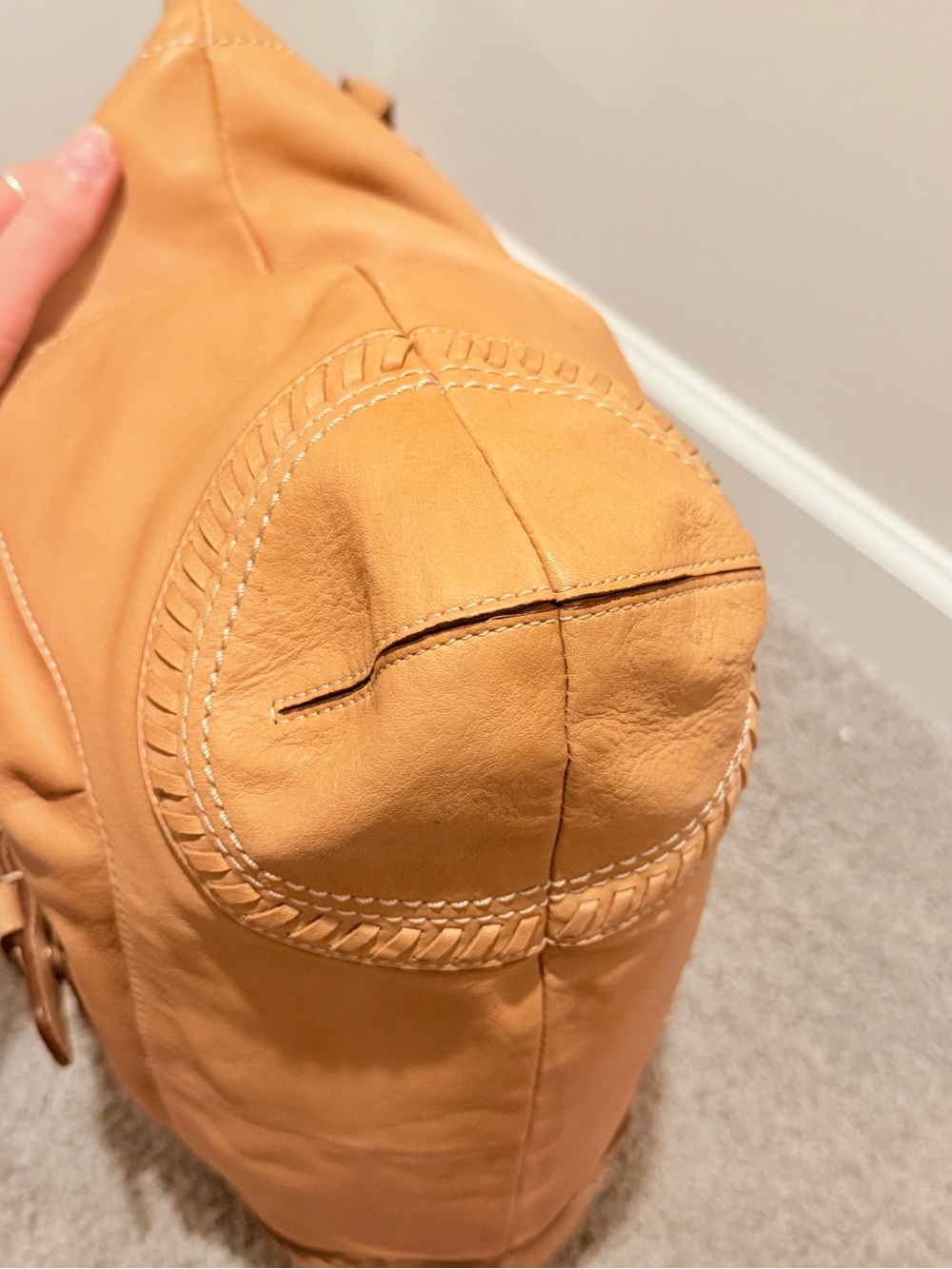 Coach Poppy Whipstitch Leather Hobo Tote Bag - Picture 11 of 17